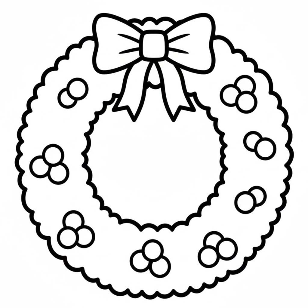 クリスマスリース 1 ぬりえ