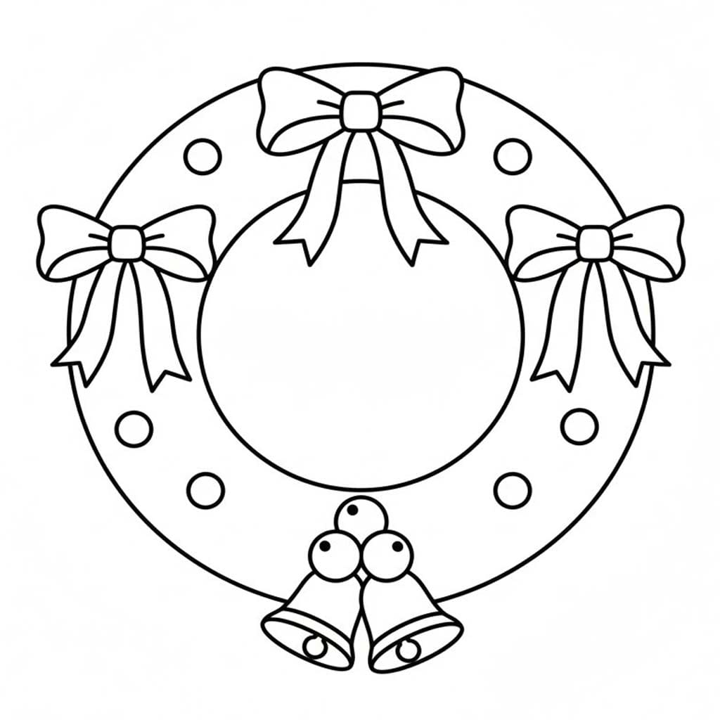 クリスマスリース 4 ぬりえ