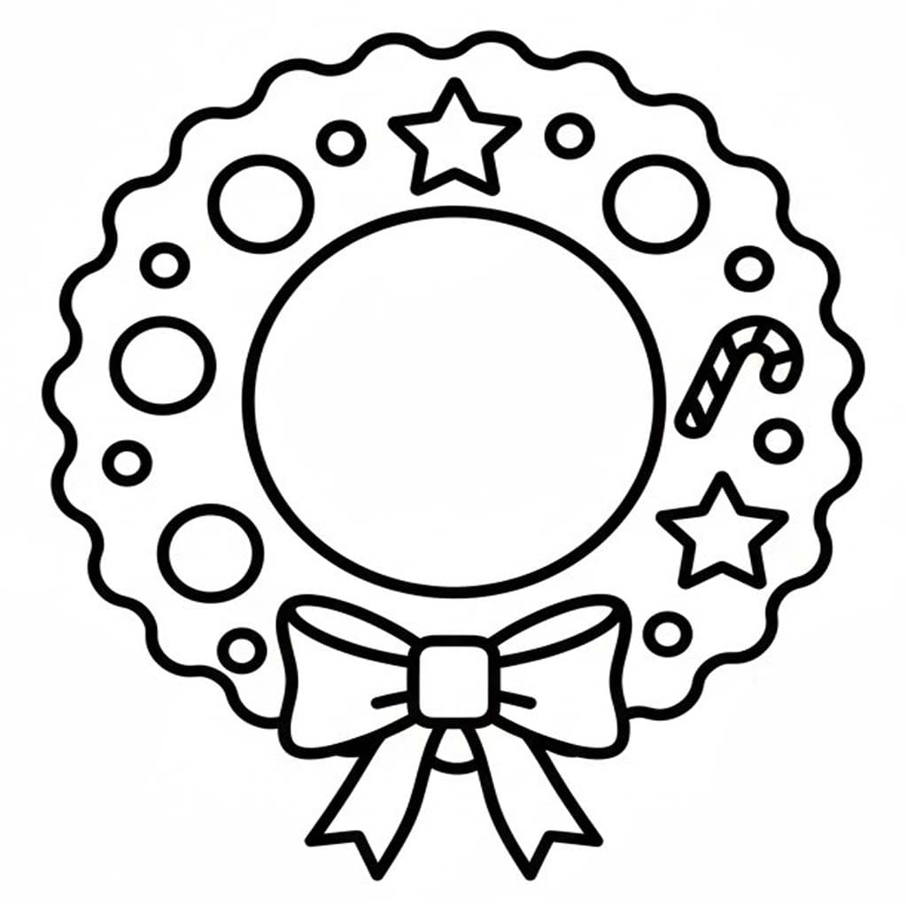 クリスマスリース 5 ぬりえ