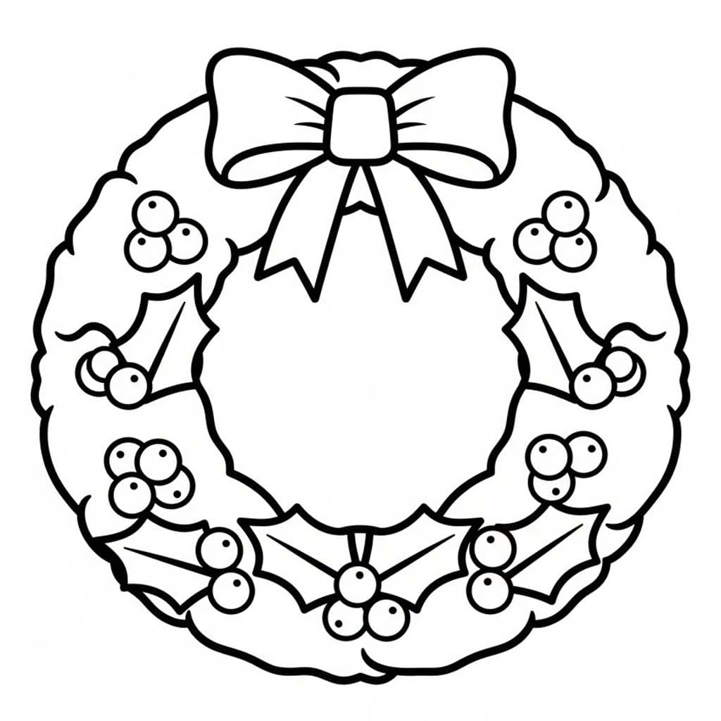 クリスマスリース 基本的な ぬりえ