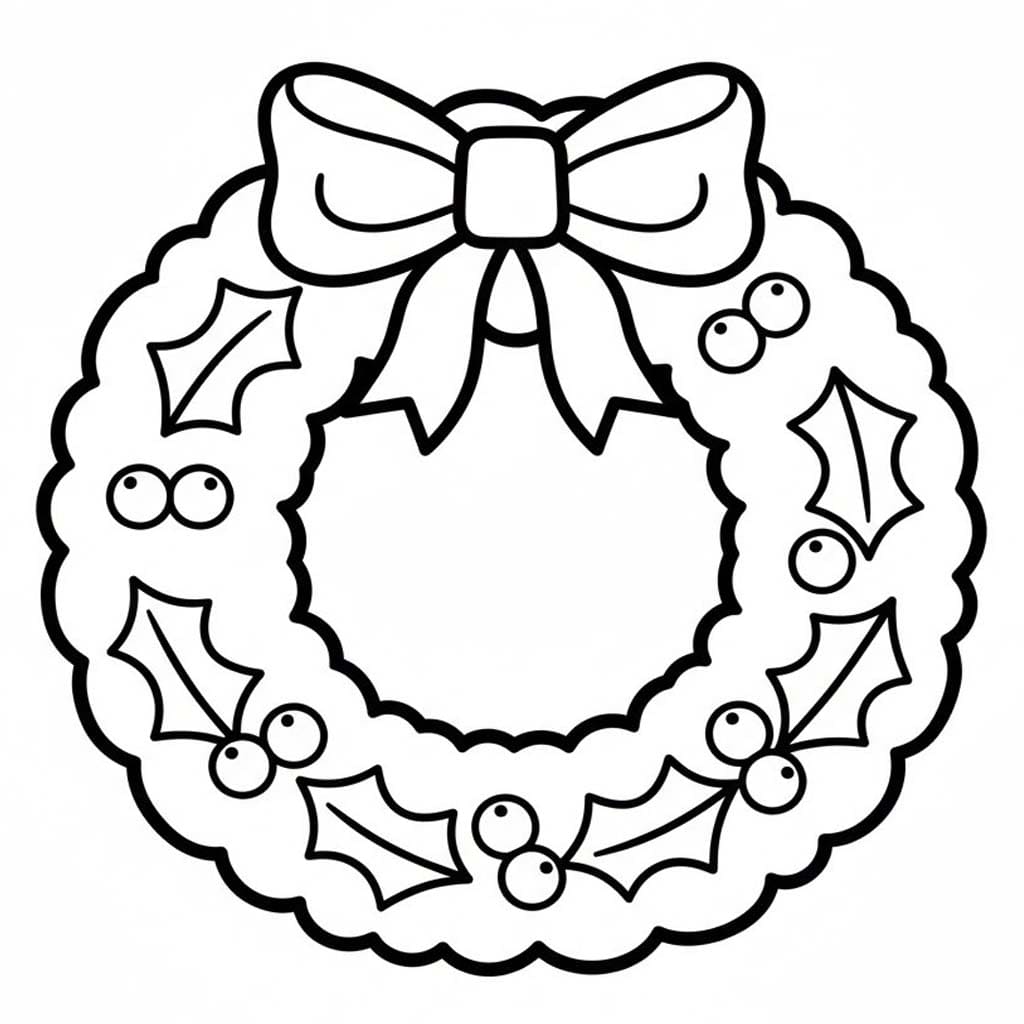 クリスマスリース 無料で ぬりえ