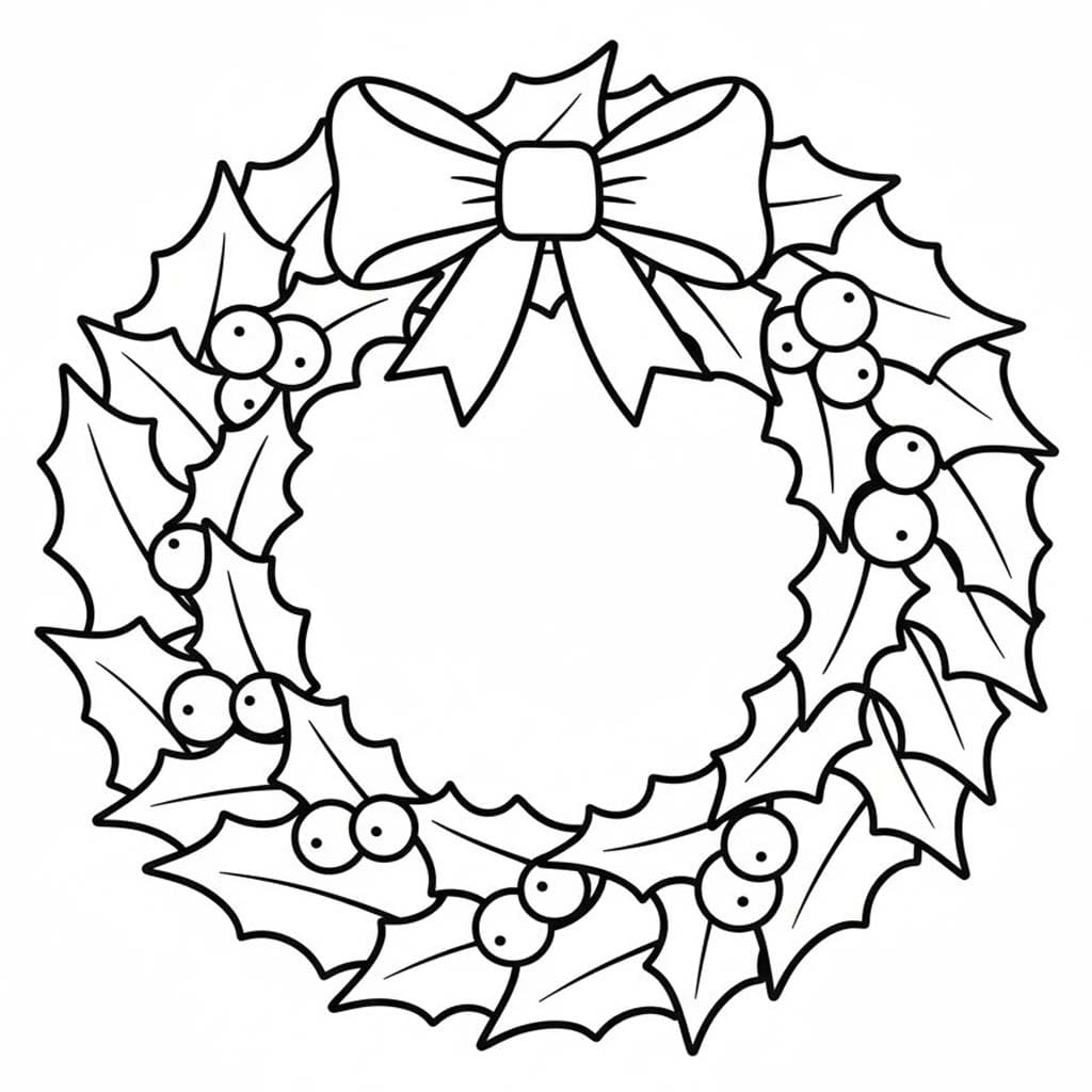 クリスマスリース 単純 ぬりえ