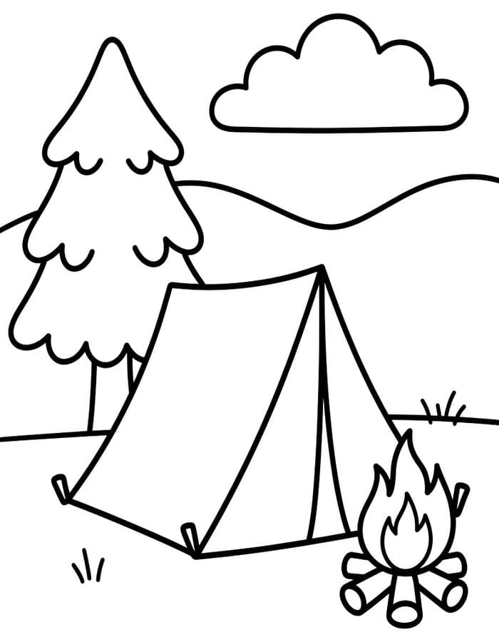 キャンプ 描画 ぬりえ