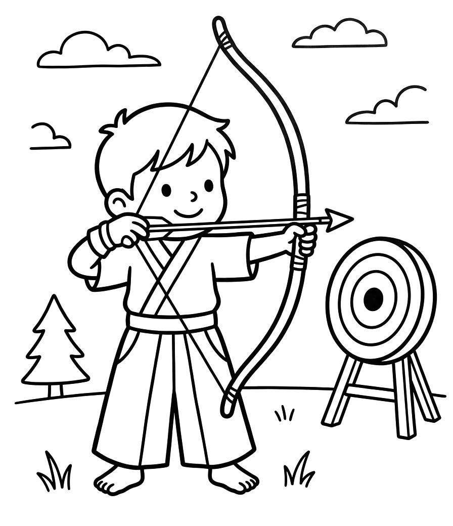 弓道 描画 ぬりえ