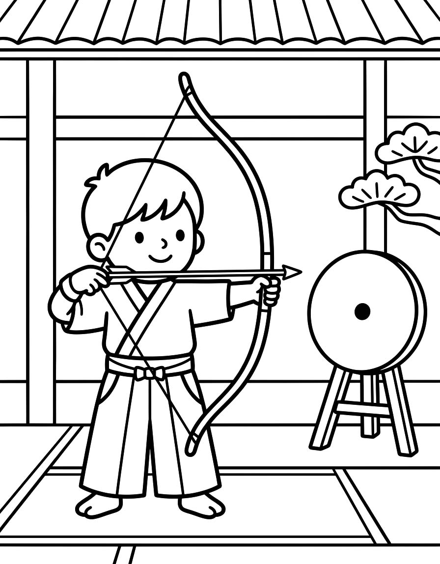 弓道 基本的な ぬりえ
