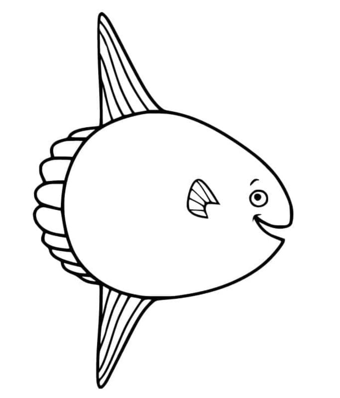 マンボウかわいい ぬりえ