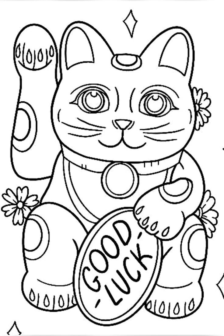 まねきねこ 2 ぬりえ