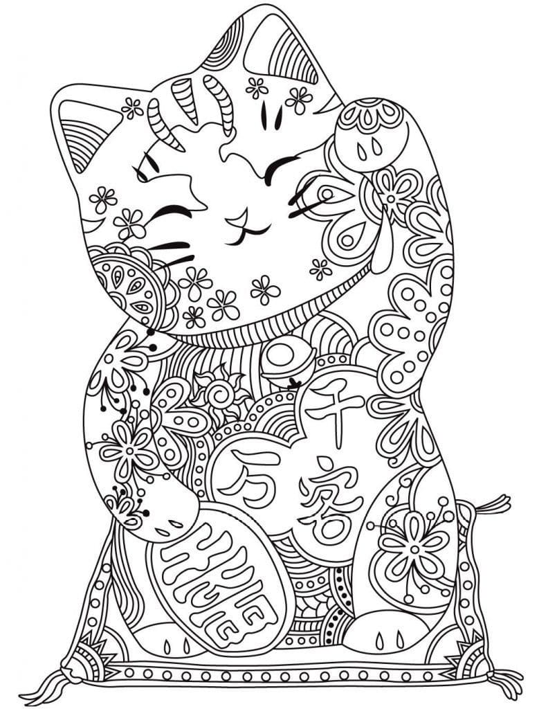 まねきねこ 4 ぬりえ