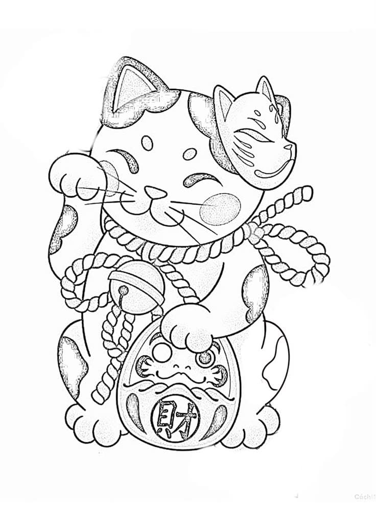 まねきねこ 画像フリー ぬりえ