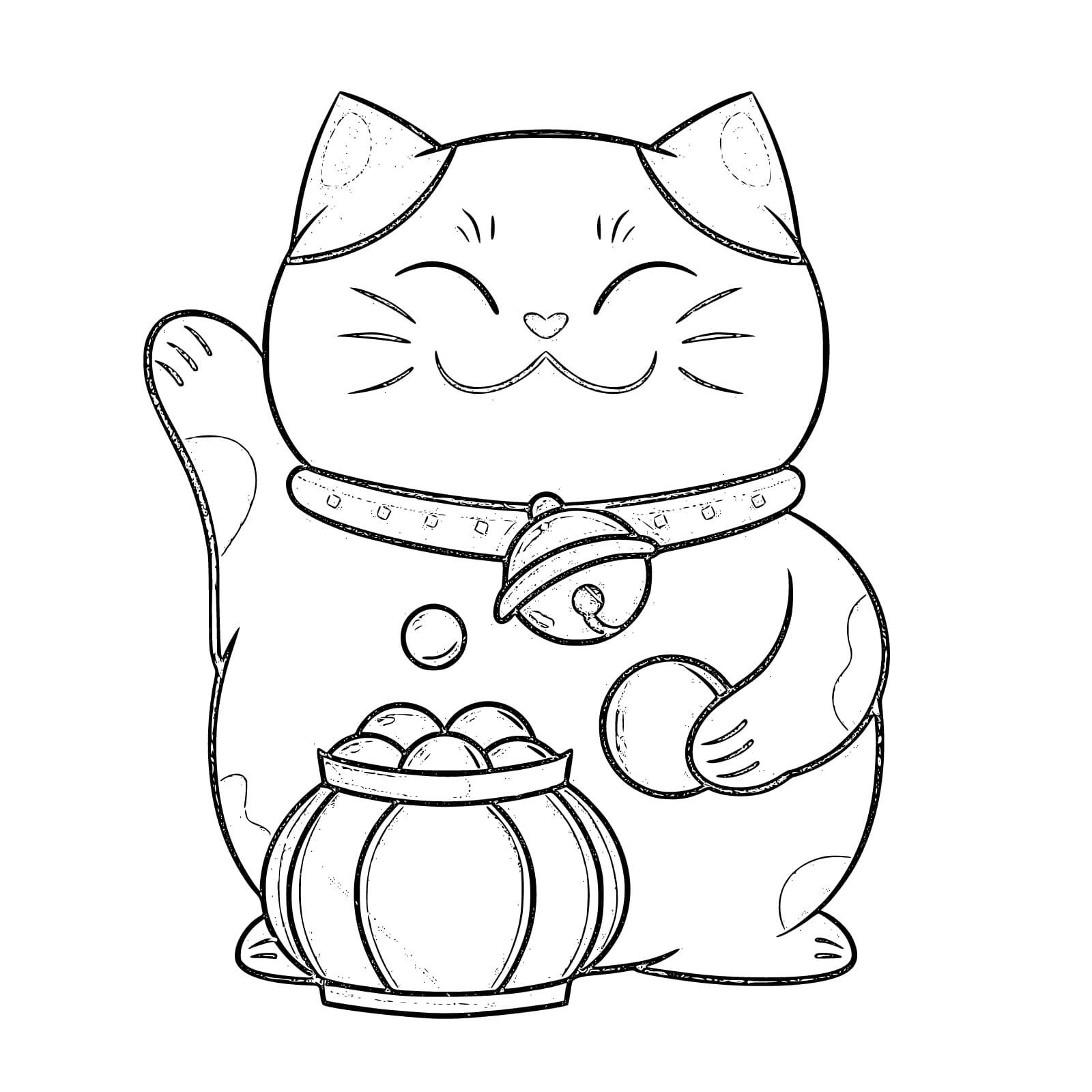 まねきねこ 単純 ぬりえ
