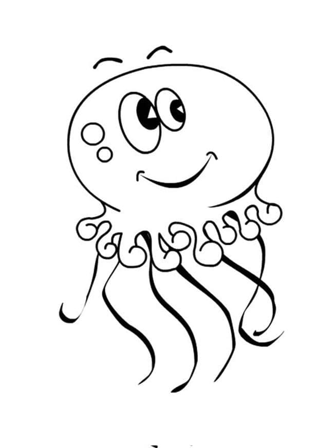 漫画の笑顔のクラゲ ぬりえ