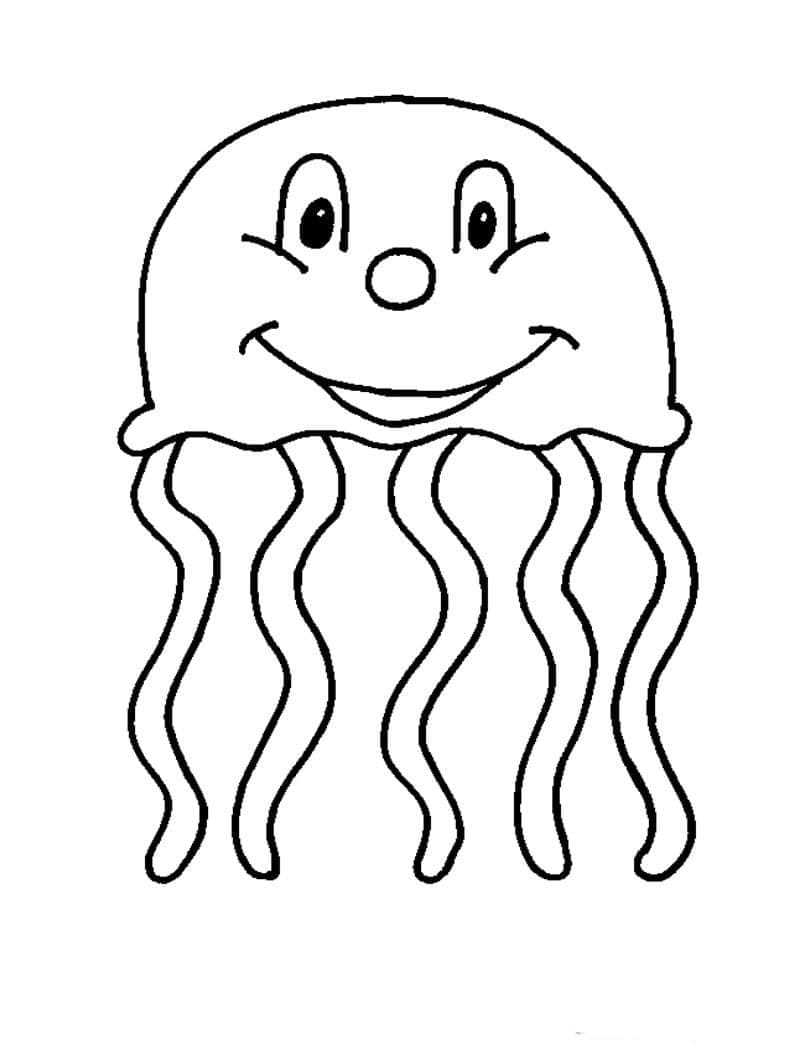 漫画のシンプルなクラゲ ぬりえ