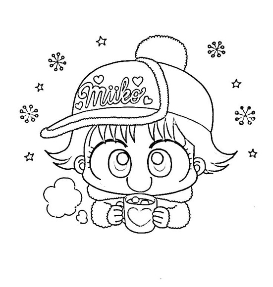 巫女とてもかわいい ぬりえ