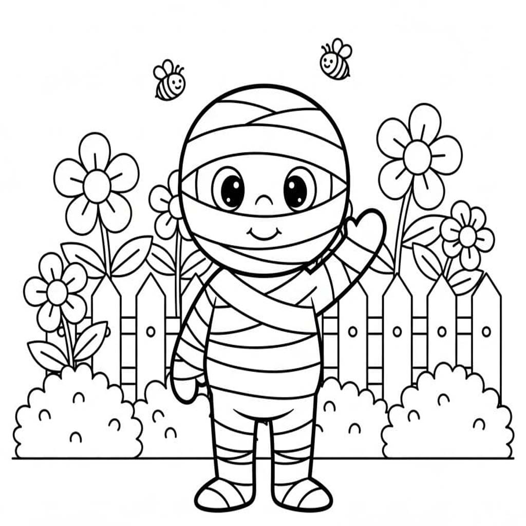 ミイラ 無料で ぬりえ