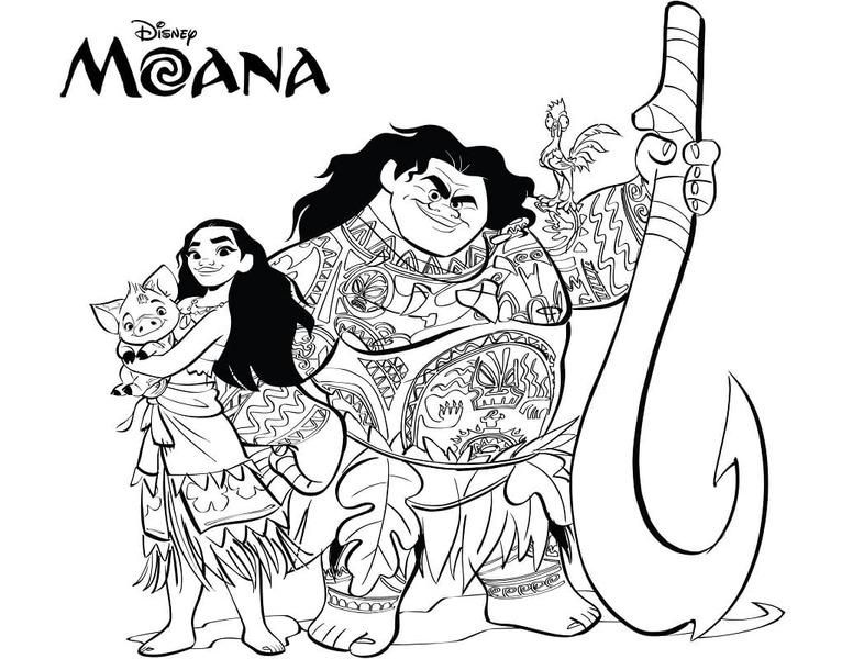 モアナとマウイ ぬりえ