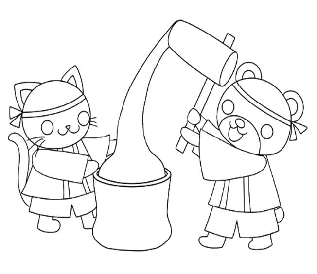 餅 描画 ぬりえ