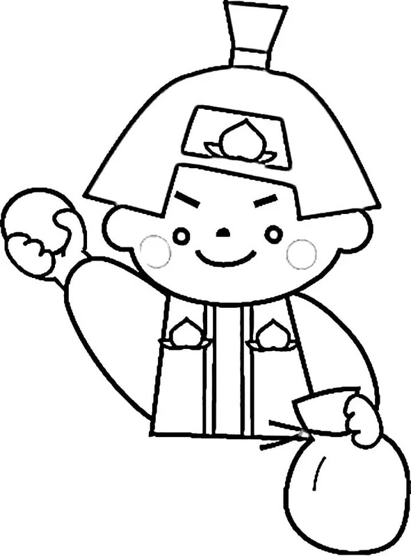 ももたろう 1 ぬりえ