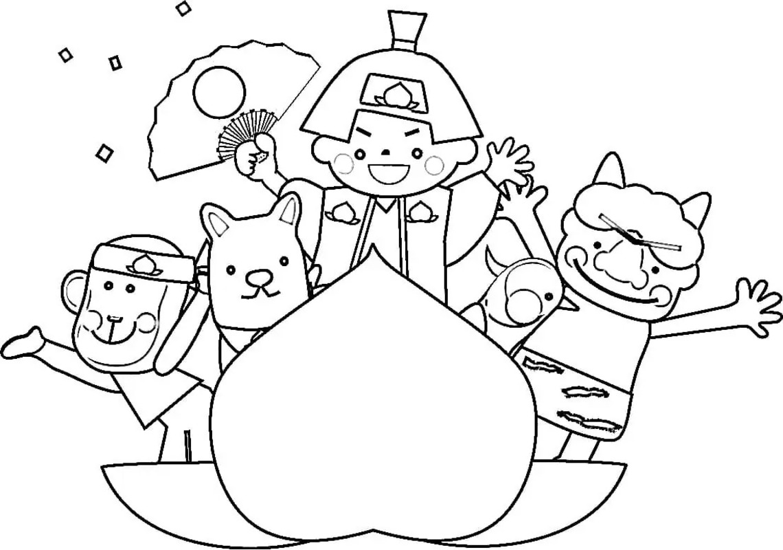 ももたろう 2 ぬりえ