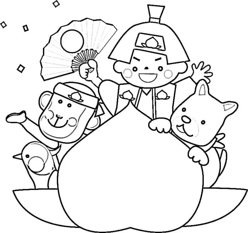 ももたろう ぬりえ ぬりえ