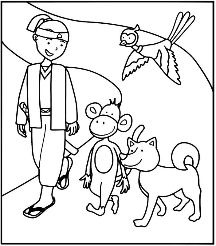ももたろう印刷可能な描画 ぬりえ