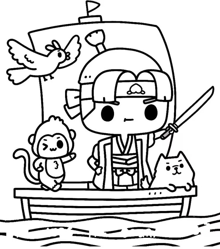 ももたろうかわいい画像 ぬりえ