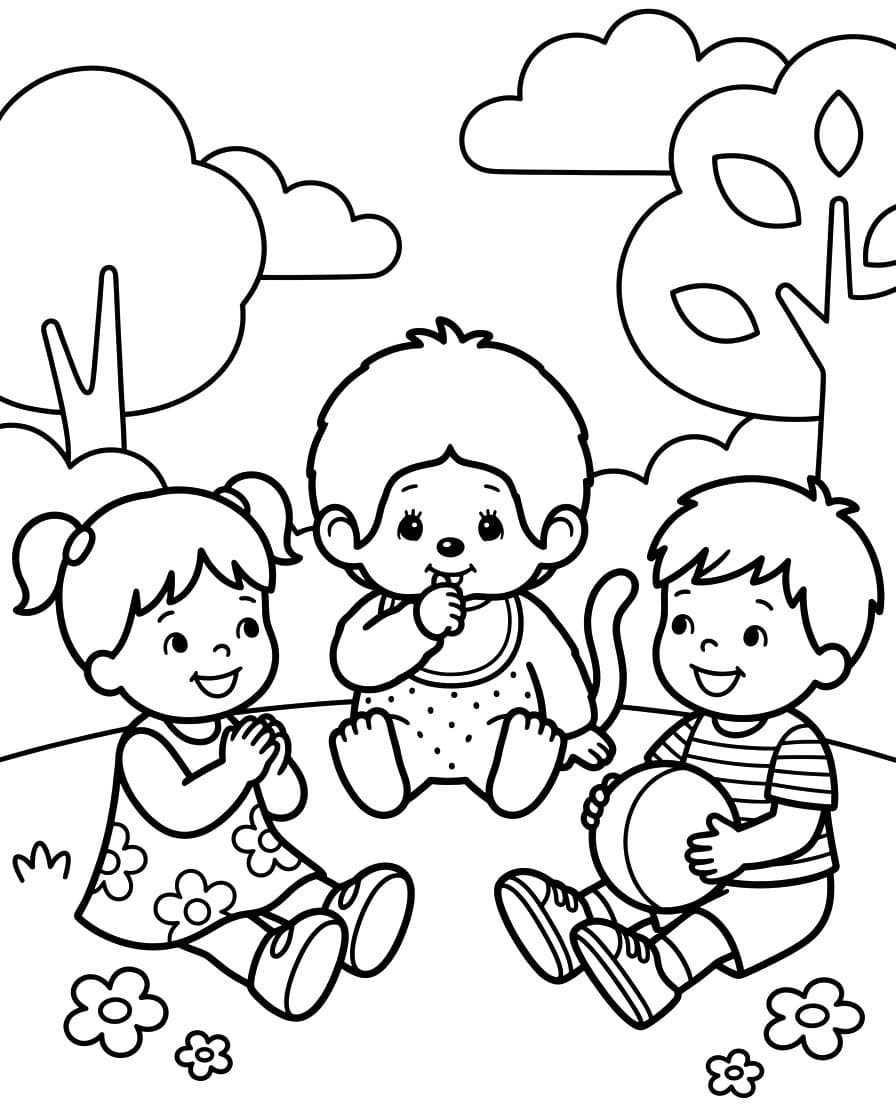 モンチッチ 基本的な ぬりえ