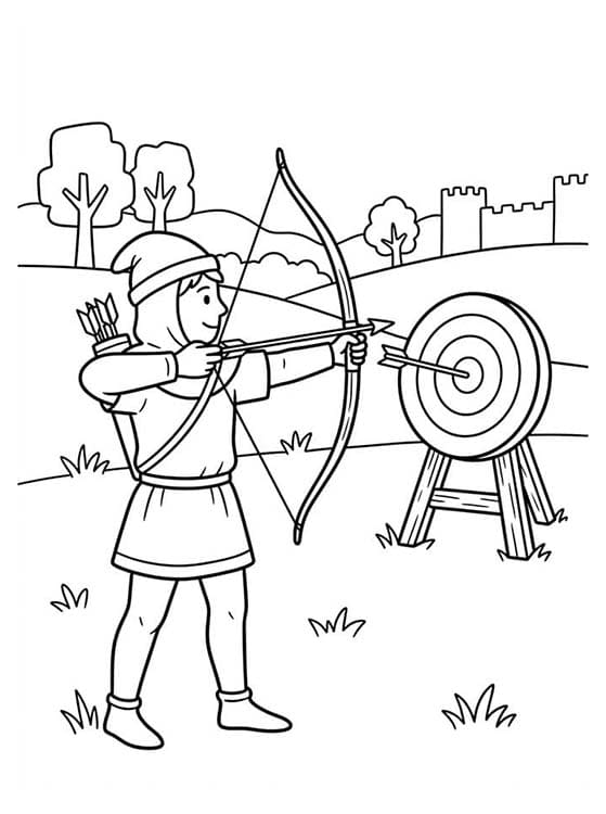 無料 アーチェリー 描く ぬりえ
