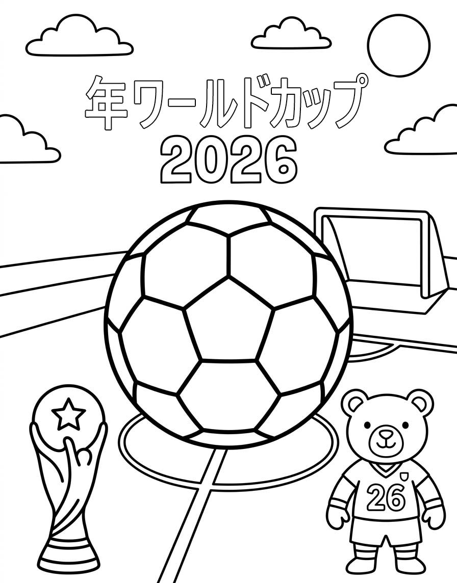 無料で 2026年ワールドカップ ぬりえ