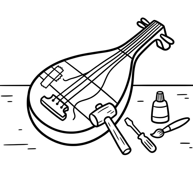 無料で 琵琶 描く ぬりえ