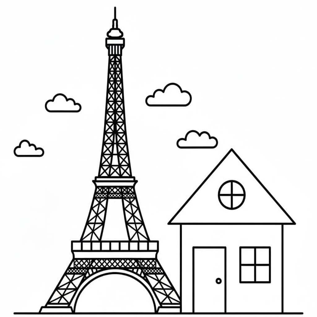 無料で エッフェル塔 描く ぬりえ