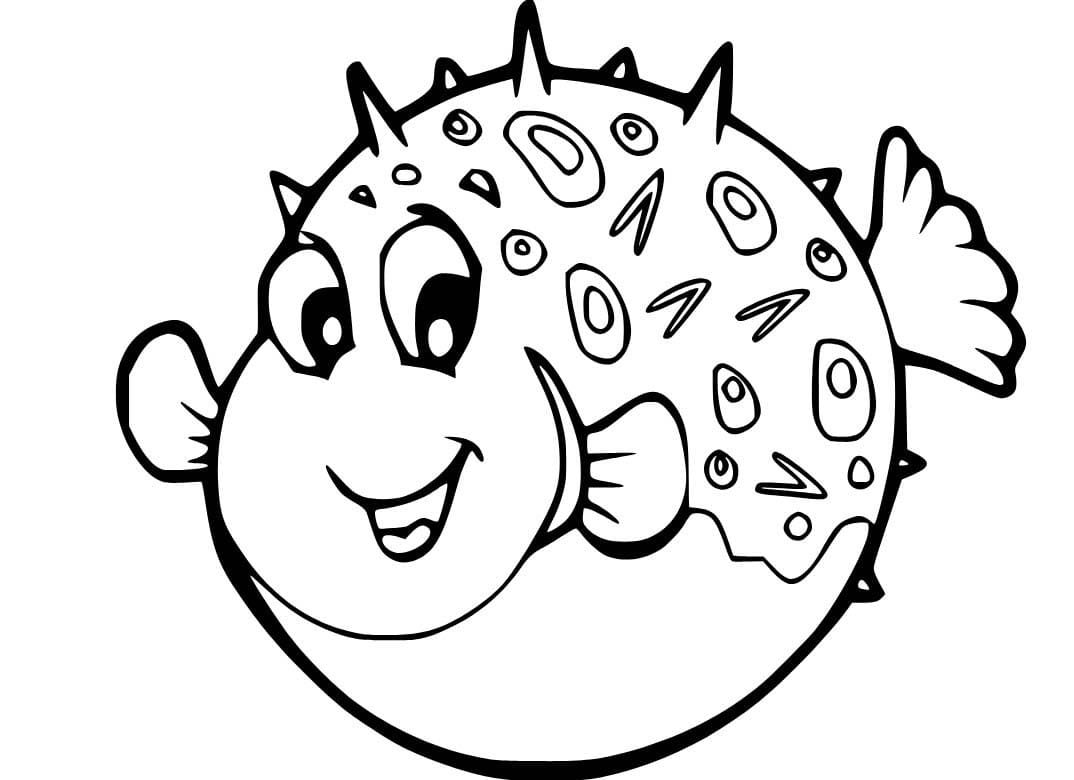 無料で フグ 描く ぬりえ