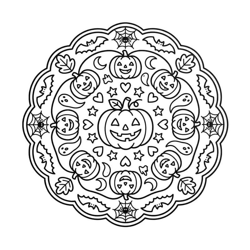 無料で ハロウィンのマンダラ 描く ぬりえ