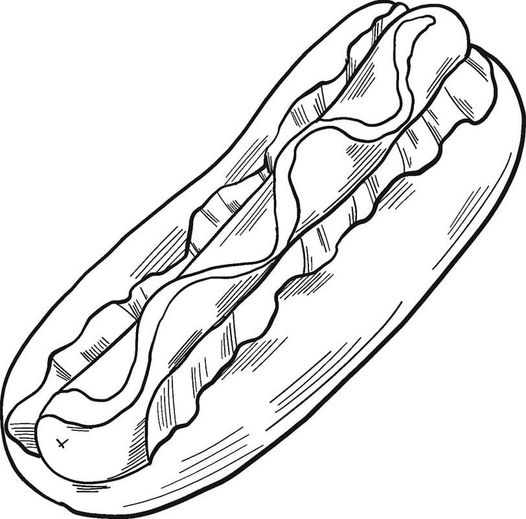 無料で ホットドッグ 描く ぬりえ