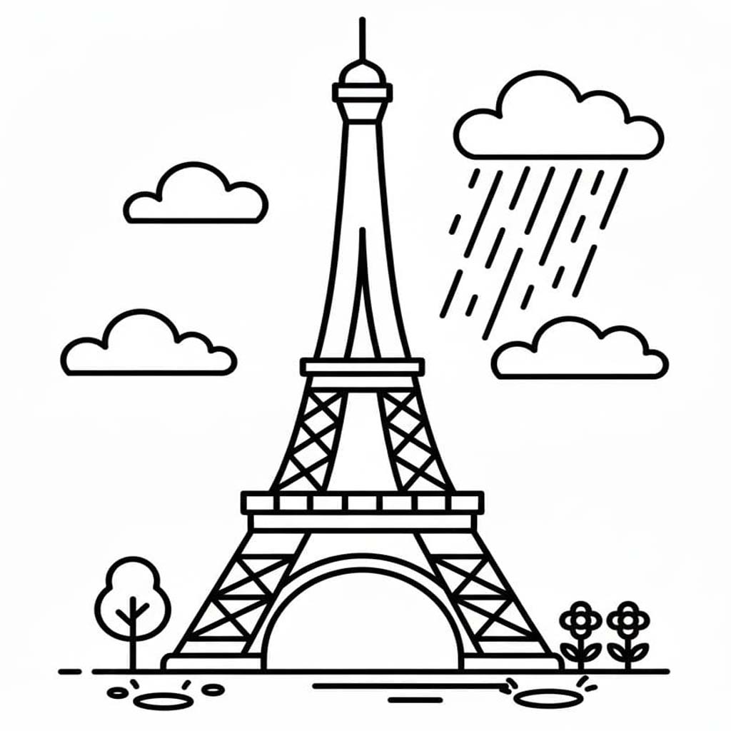 無料で印刷可能 エッフェル塔 描く ぬりえ