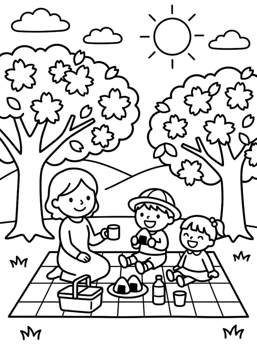 無料で印刷可能 花見 描く ぬりえ