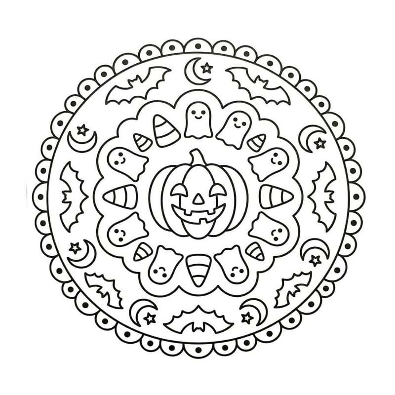無料で印刷可能 ハロウィンのマンダラ 描く ぬりえ