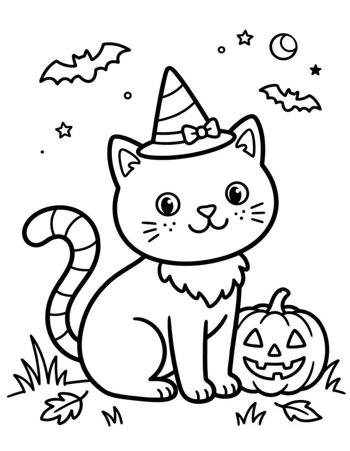 無料で印刷可能 ハロウィンの猫 描く ぬりえ