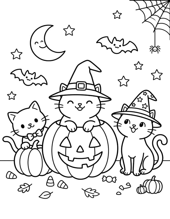 無料で印刷可能 ハロウィンの猫 ぬりえ