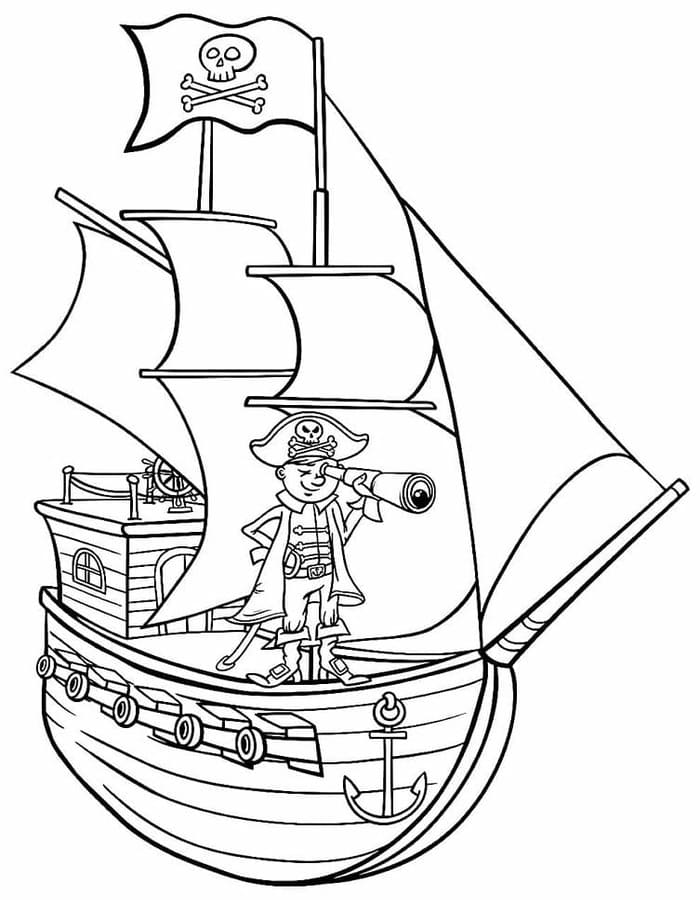 無料で印刷可能 海賊船 描く ぬりえ