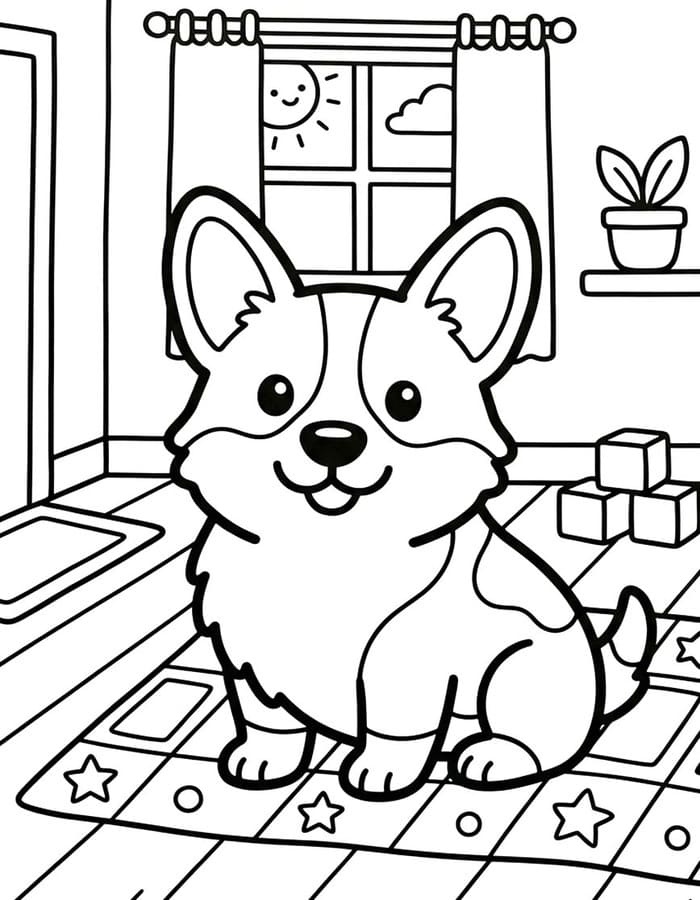 無料で印刷可能 コーギー 描く ぬりえ