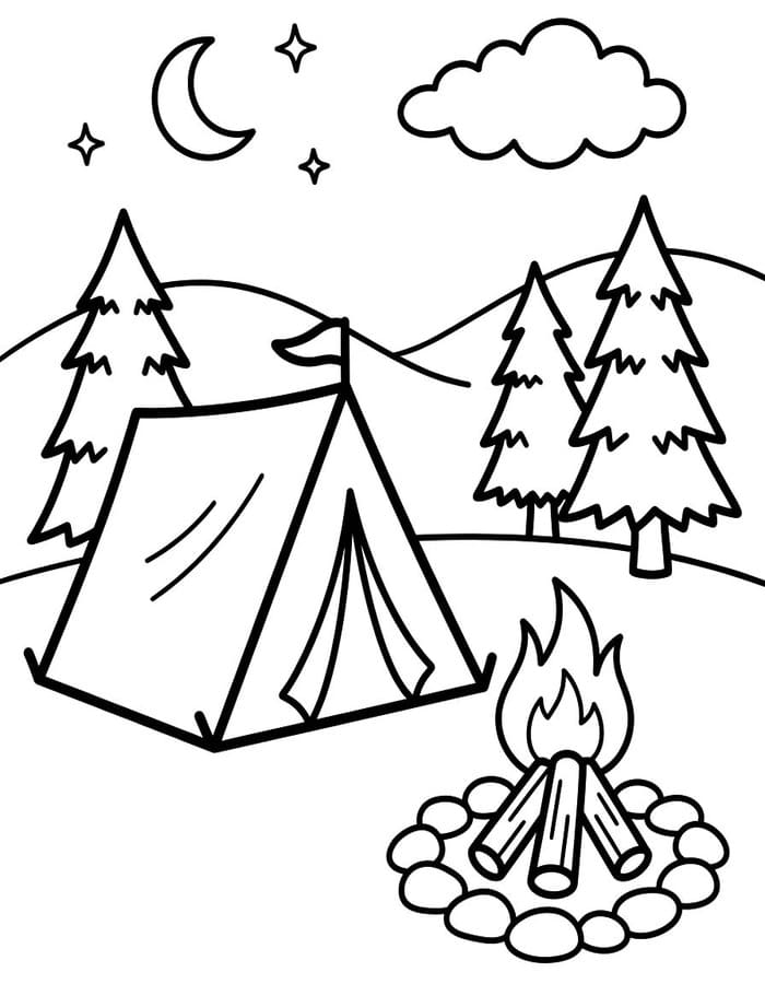 無料で印刷可能 キャンプ 描く ぬりえ