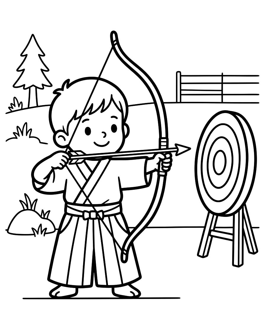 無料で印刷可能 弓道 描く ぬりえ