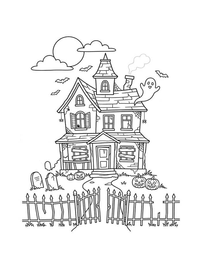 無料で印刷可能 お化け屋敷 描く ぬりえ