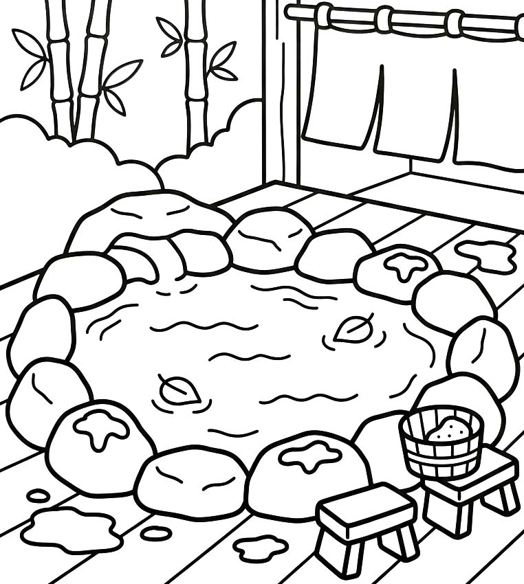 温泉 ぬりえ ぬりえ