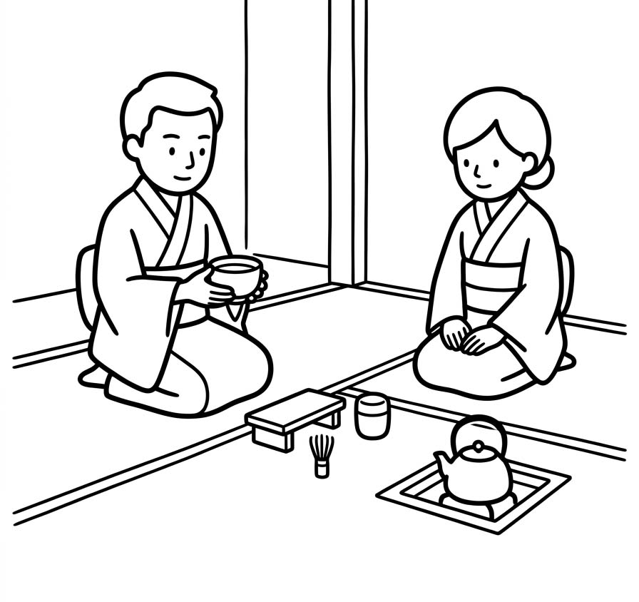 無料で印刷可能 茶道 描く ぬりえ