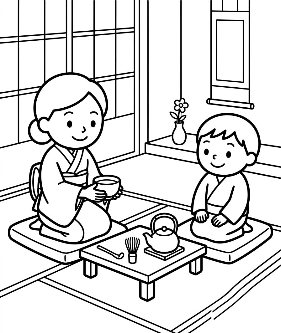 無料で印刷可能 茶道 ぬりえ