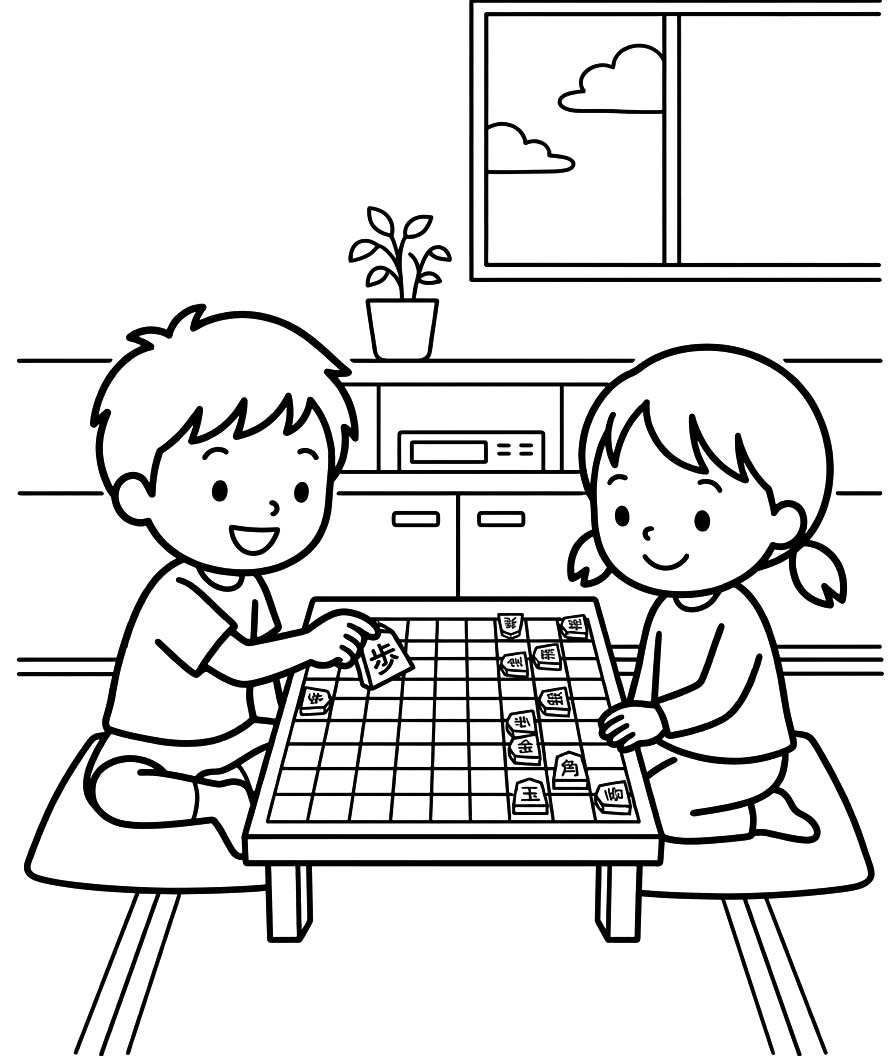 無料で印刷可能 将棋 描く ぬりえ