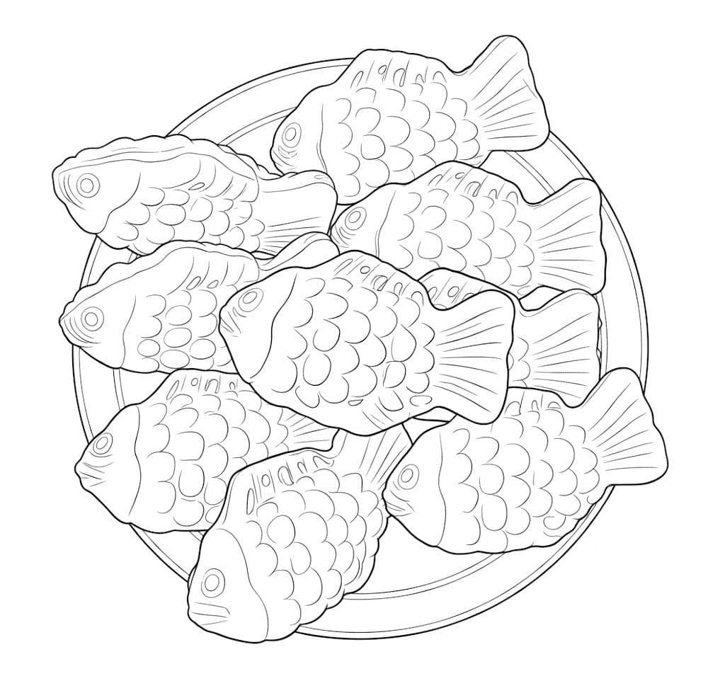 無料で印刷可能 たい焼き ぬりえ