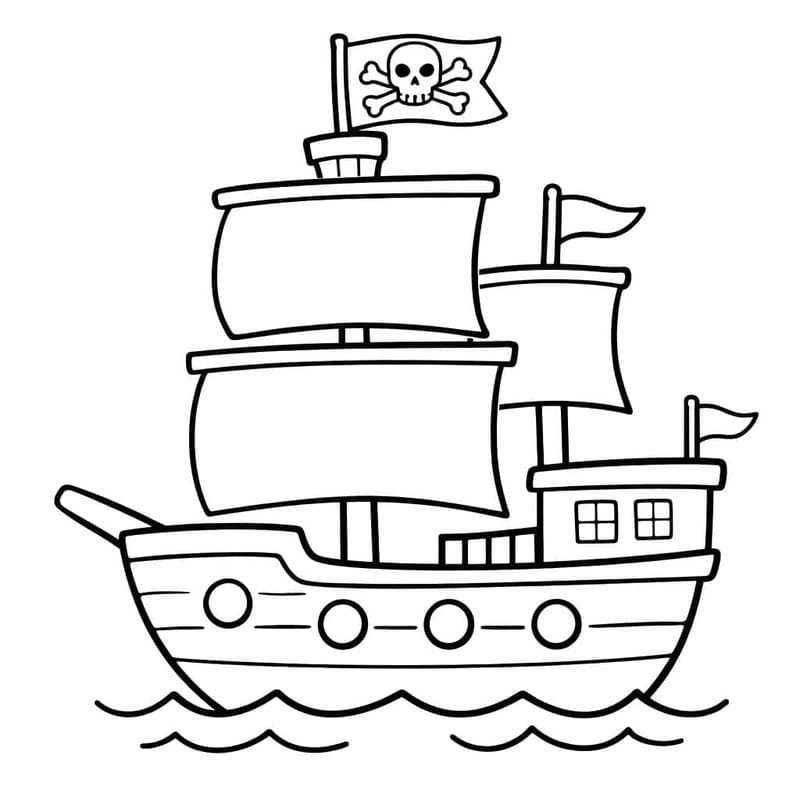 無料で 海賊船 描く ぬりえ