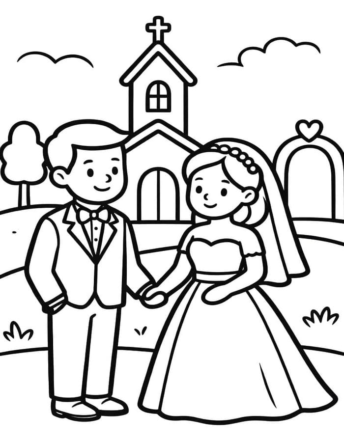 無料で 結婚式 描く ぬりえ